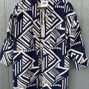 Blue and Tan southwest Patterned Jacket petite small kimono open style